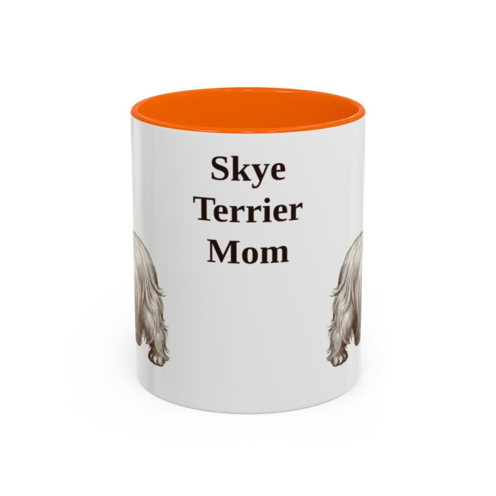 11oz Skye Terrier Dog Mom Mug, Orange, front view