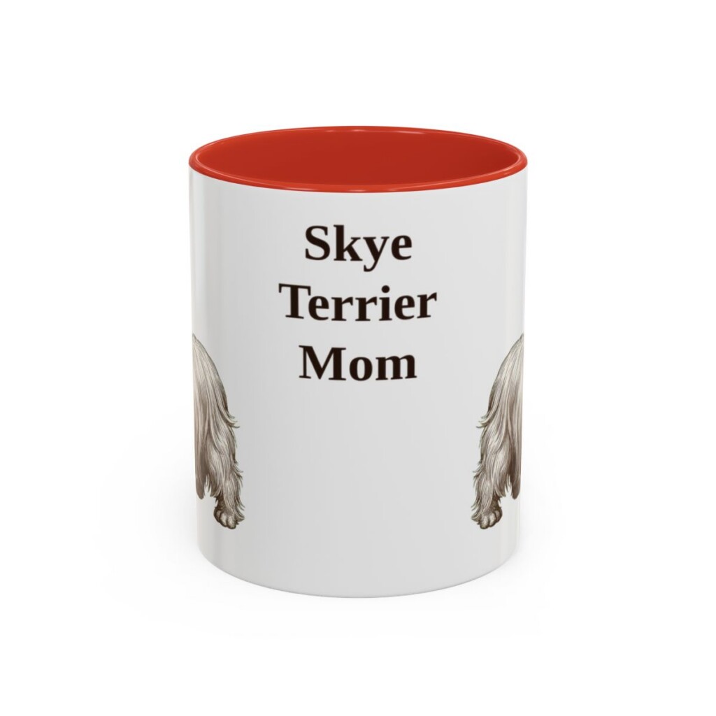 11oz Skye Terrier Dog Mom Mug, Red, front view