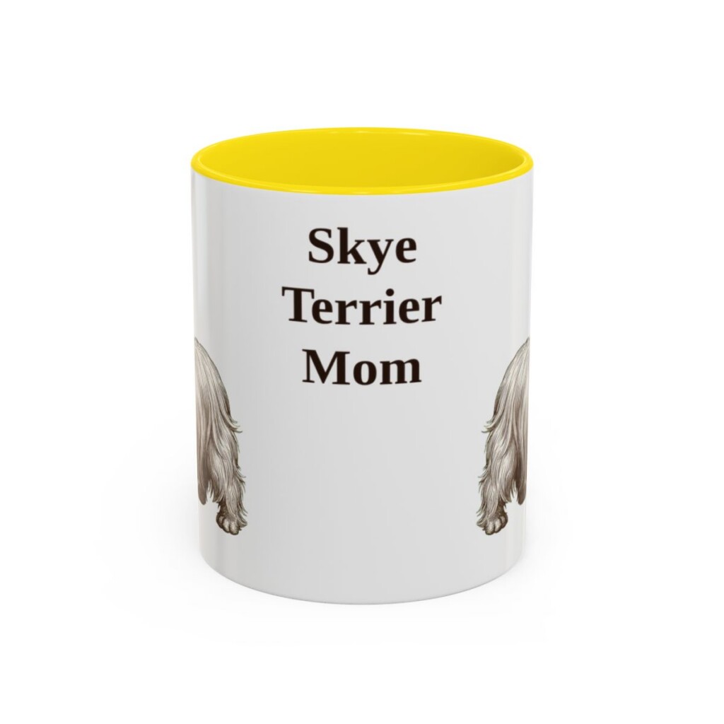11oz Skye Terrier Dog Mom Mug, Yellow, front view