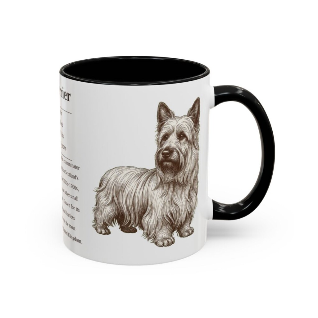 11oz Skye Terrier Mug, Black, right side view