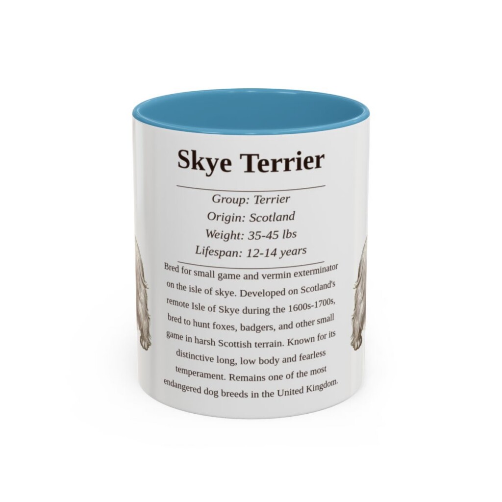 11oz Skye Terrier Mug, Light Blue, front view