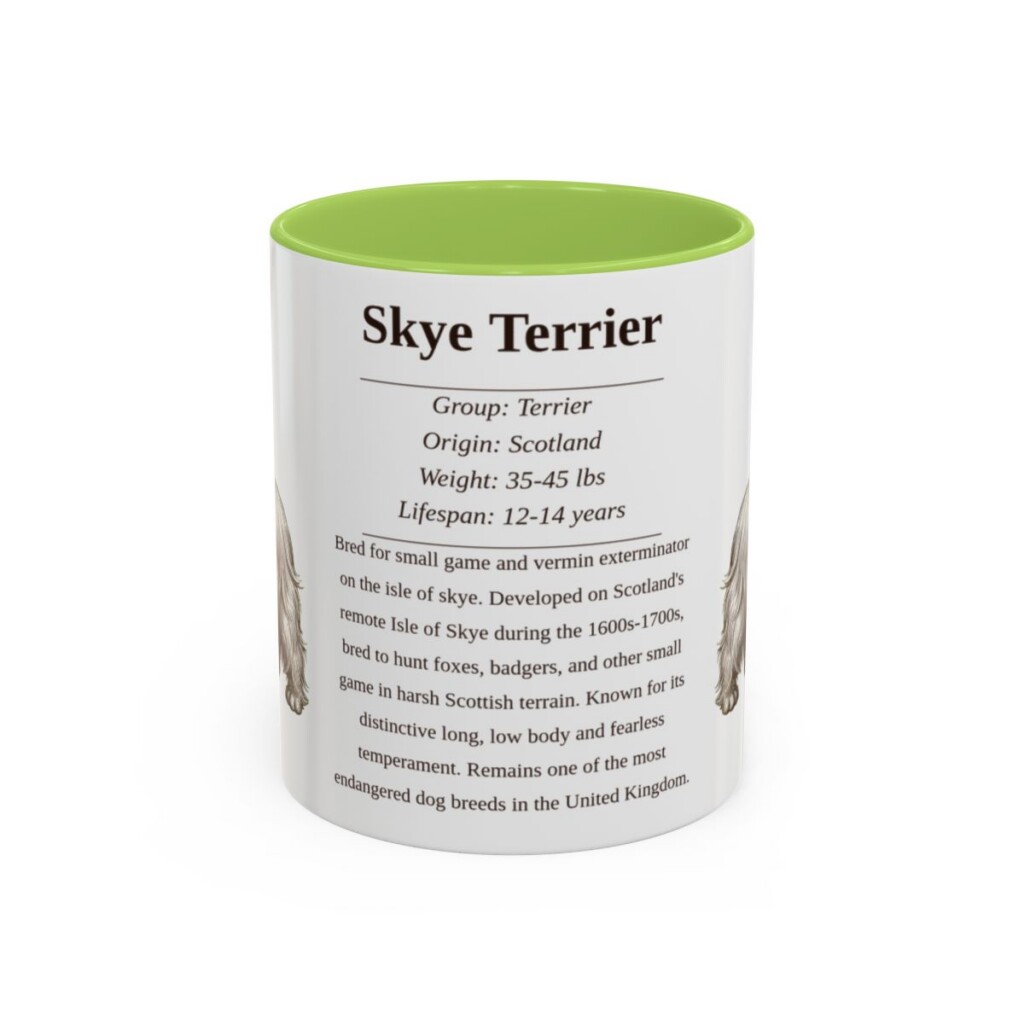 11oz Skye Terrier Mug, Light Green, front view