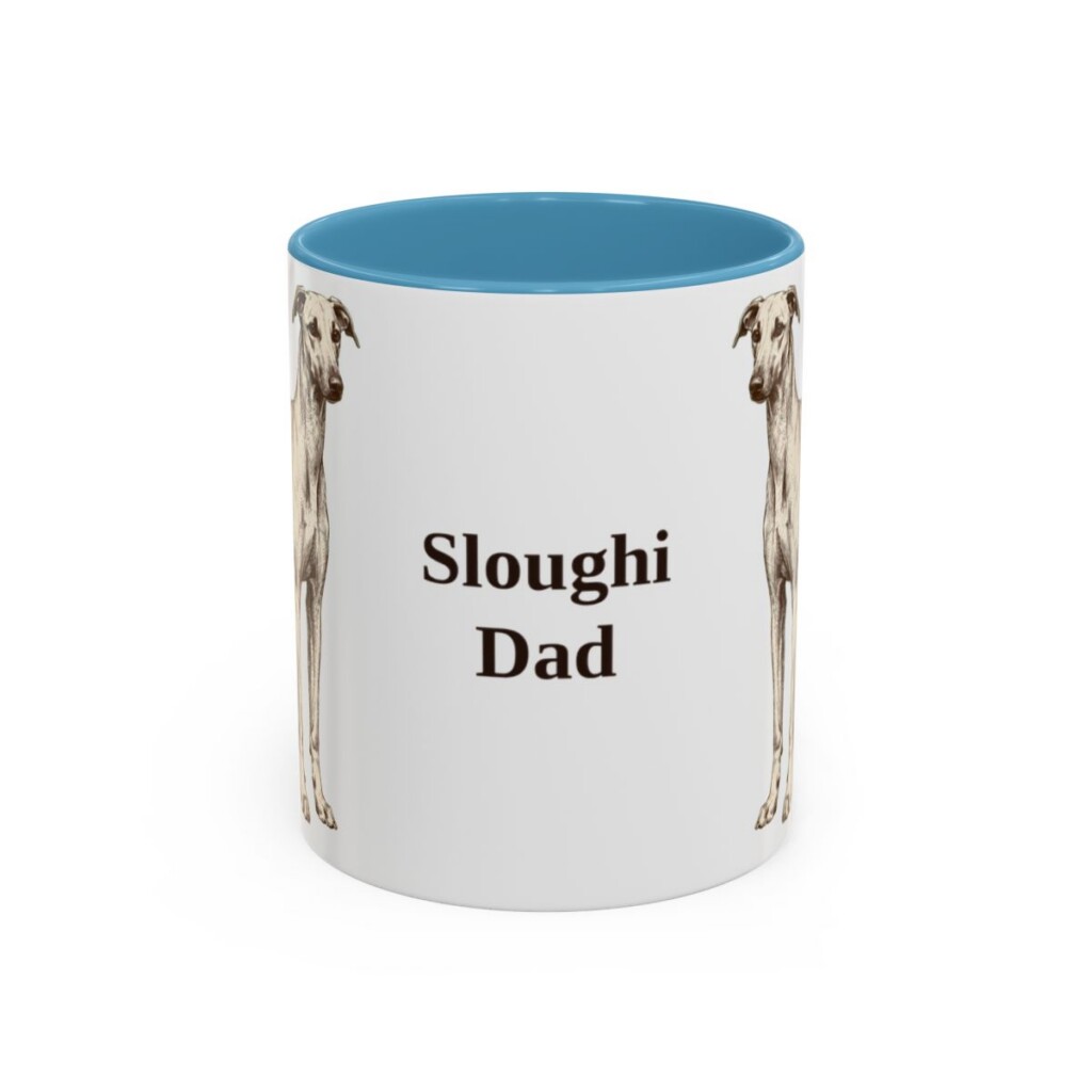 11oz-sloughi-mug-dad-light-blue 11oz Sloughi Dog Dad Mug, Light Blue, front view