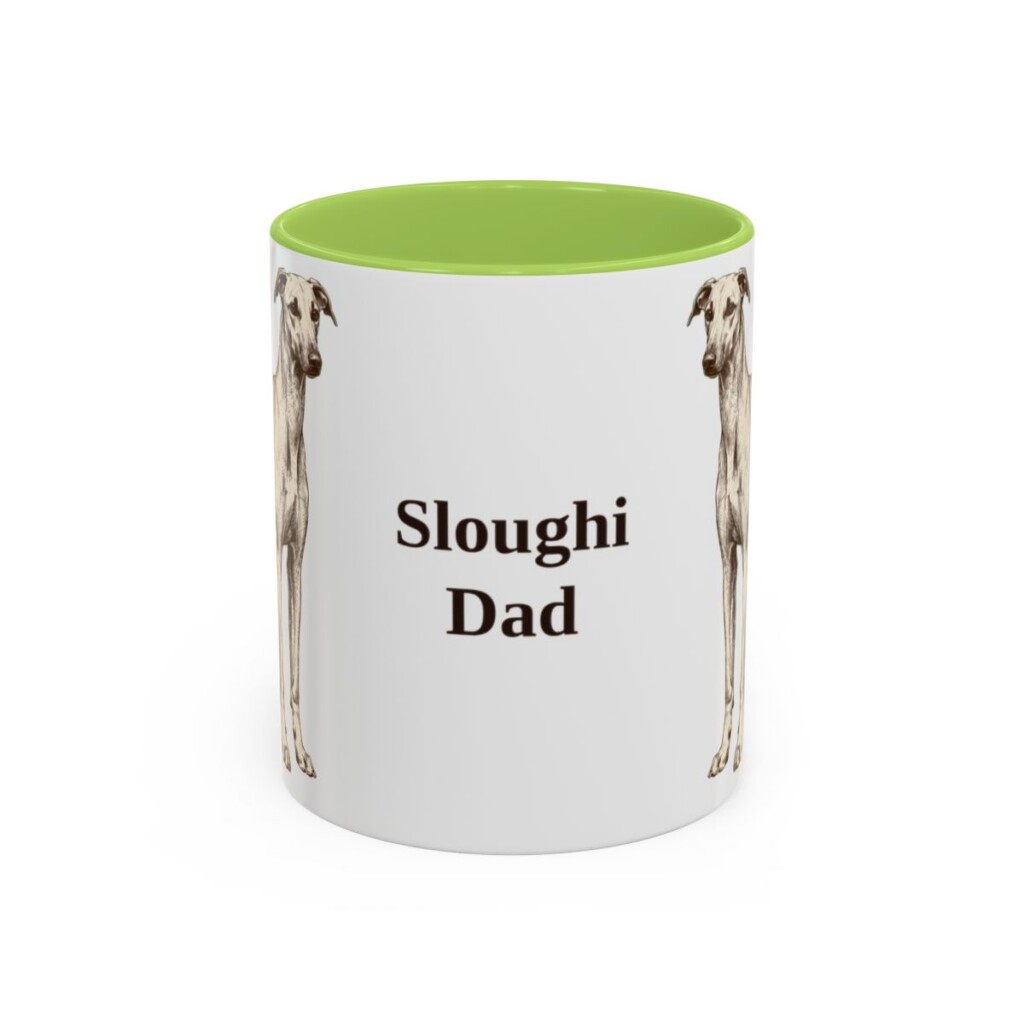 11oz-sloughi-mug-dad-light-green 11oz Sloughi Dog Dad Mug, Light Green, front view