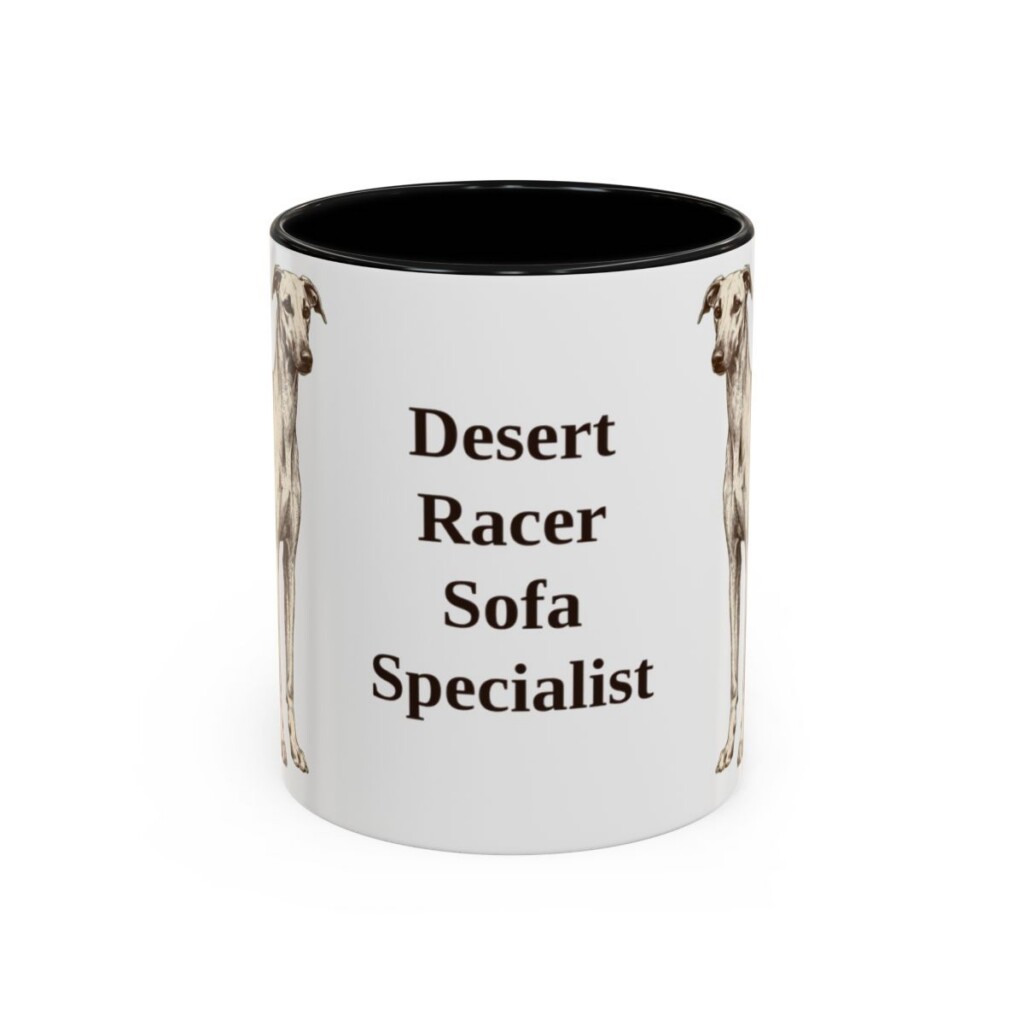 11oz Funny Sloughi Mug, Black, front view