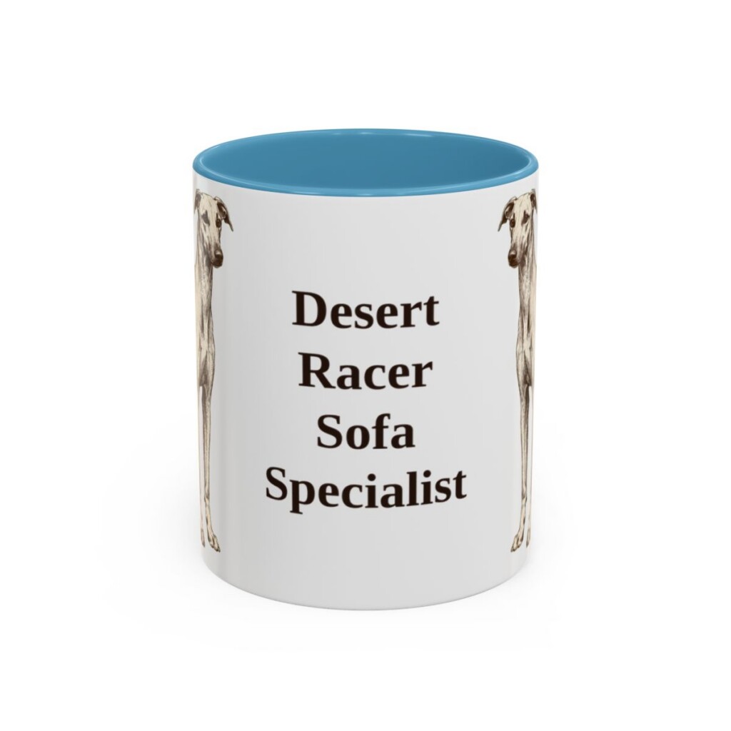 11oz Funny Sloughi Mug, Light Blue, front view