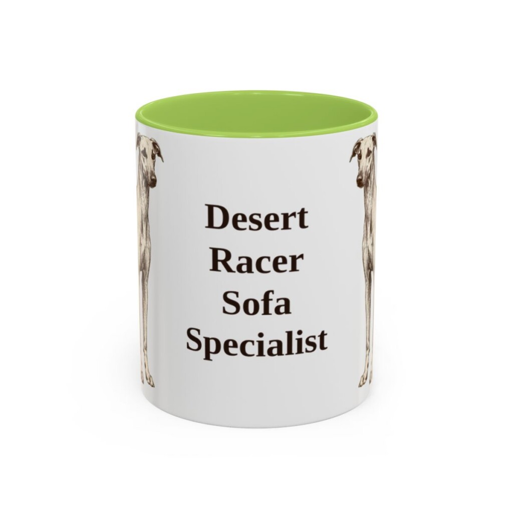 11oz Funny Sloughi Mug, Light Green, front view