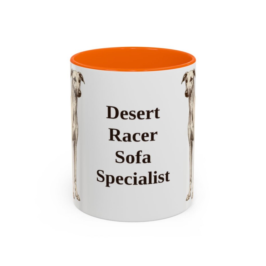 11oz Funny Sloughi Mug, Orange, front view