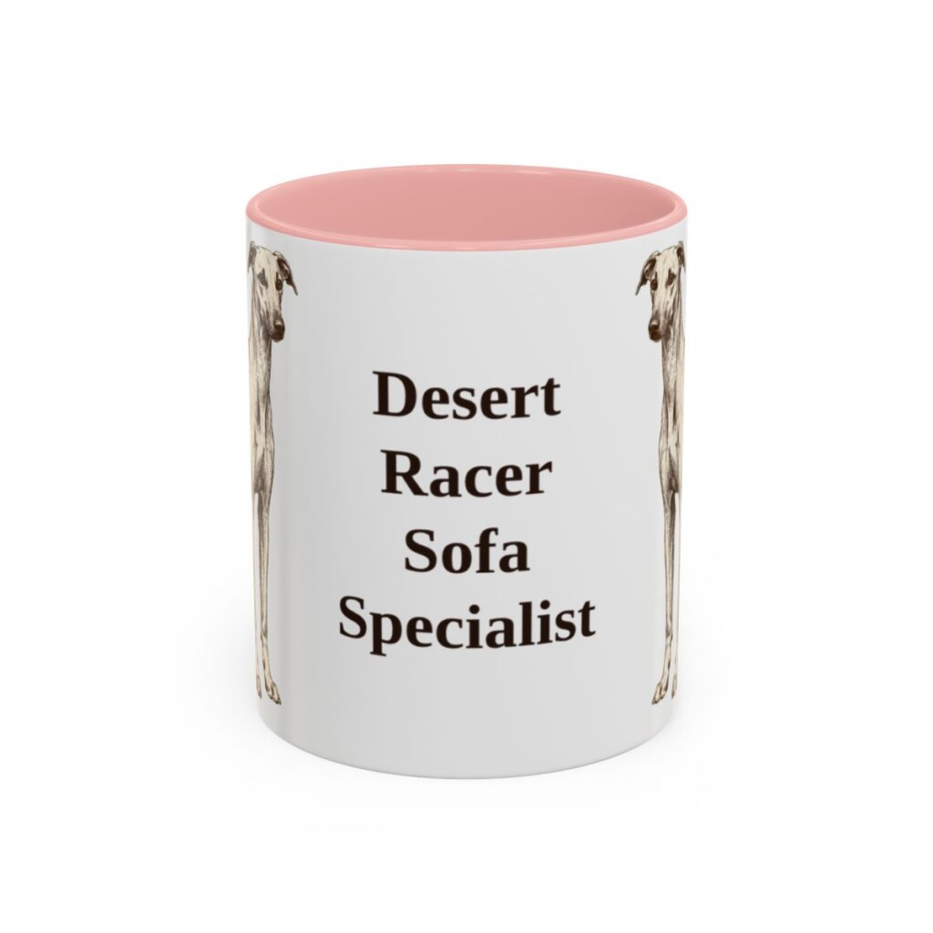 11oz Funny Sloughi Mug, Pink, front view