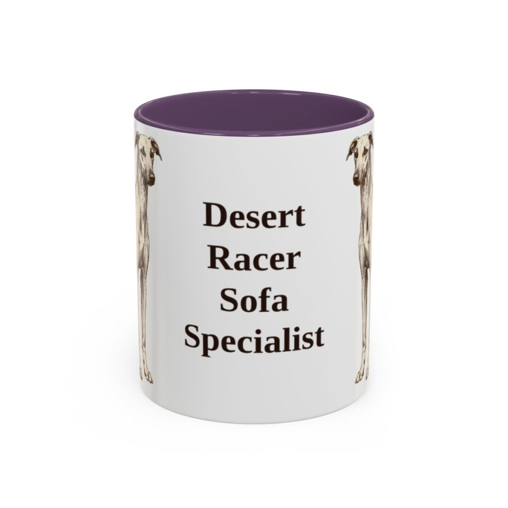 11oz Funny Sloughi Mug, Purple, front view