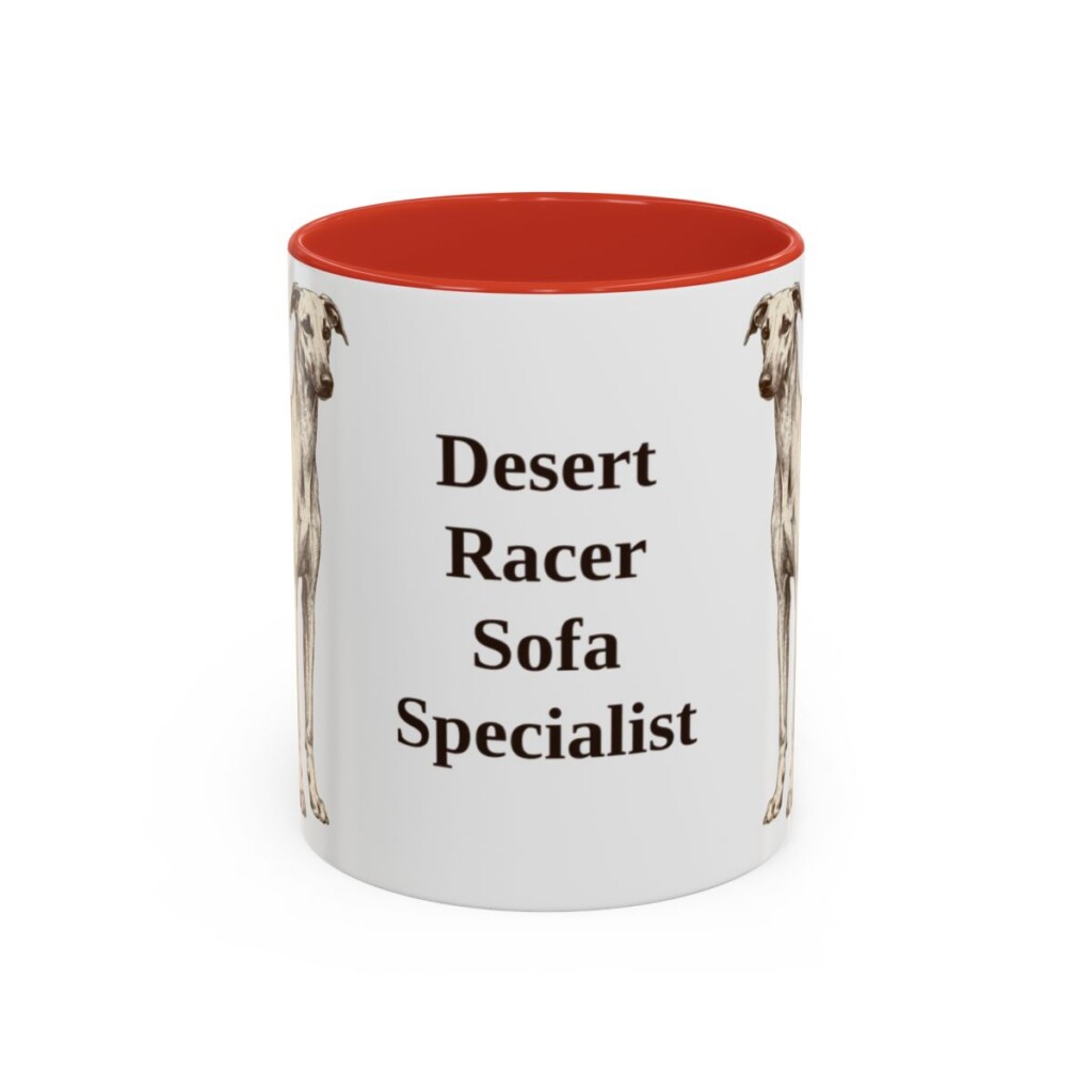 11oz Funny Sloughi Mug, Red, front view