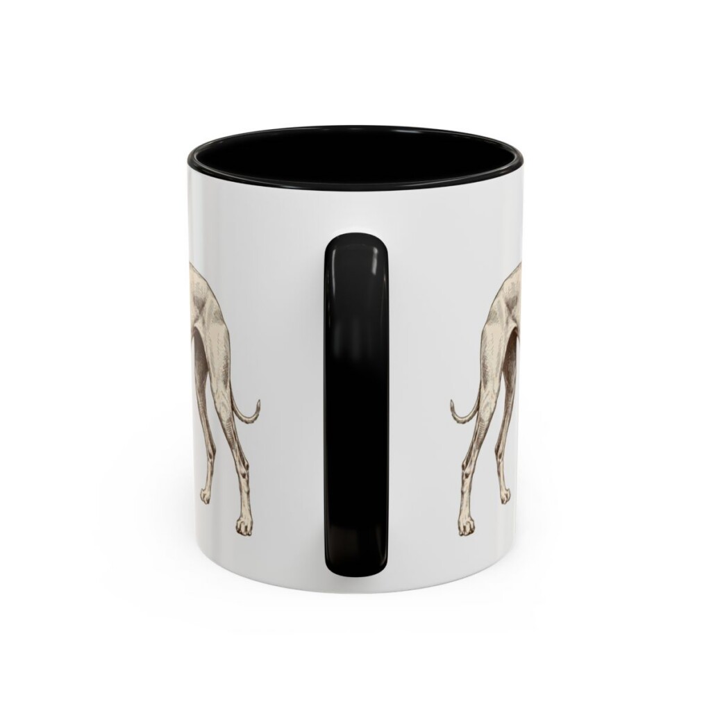 11oz Sloughi Latin Mug, Black, back view