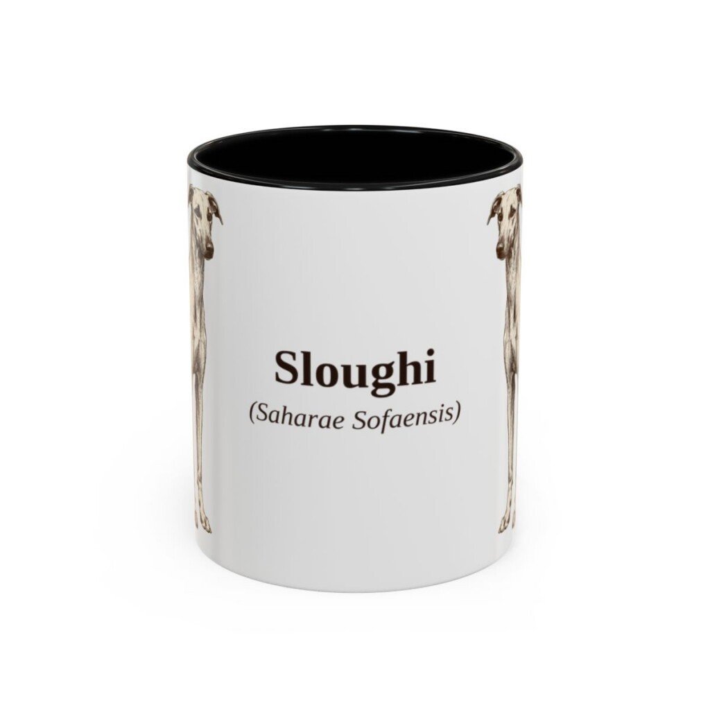 11oz Sloughi Latin Mug, Black, front view