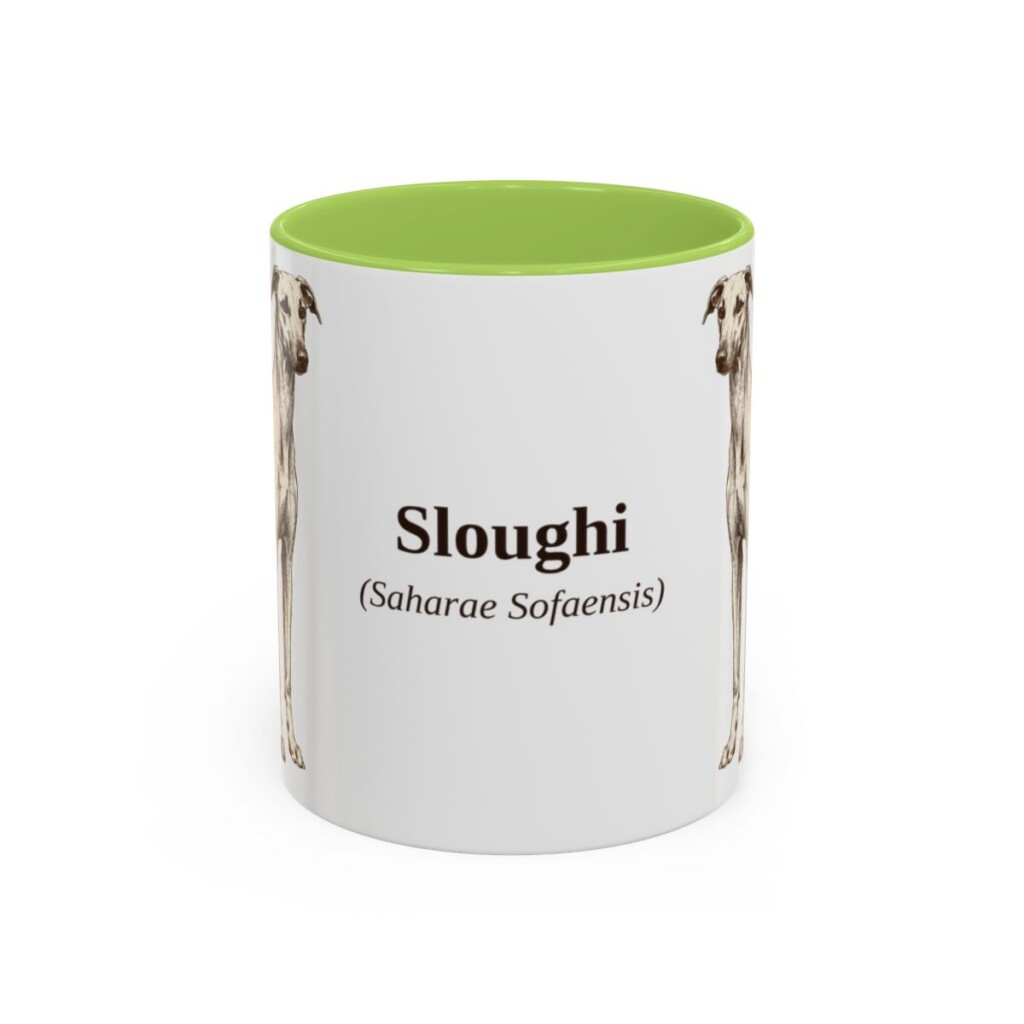 11oz Sloughi Latin Mug, Light Green, front view