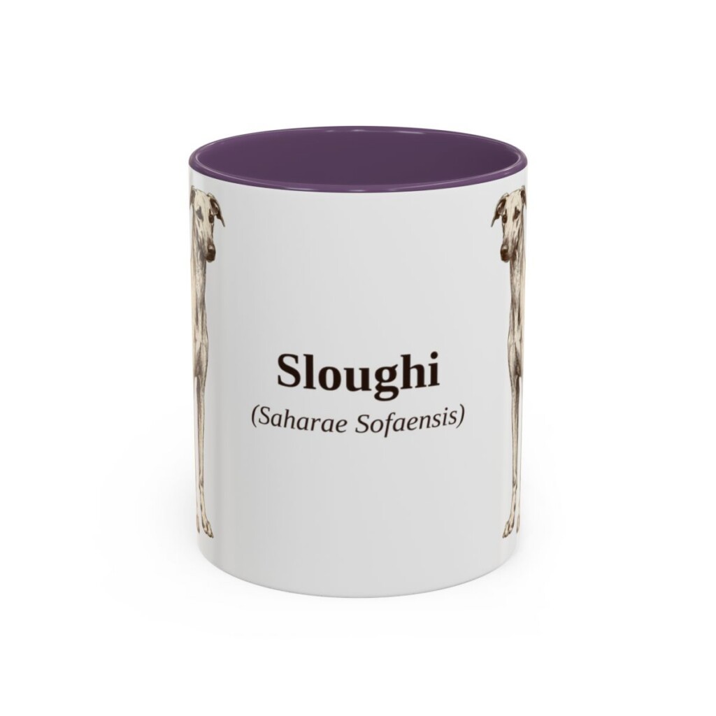 11oz Sloughi Latin Mug, Purple, front view