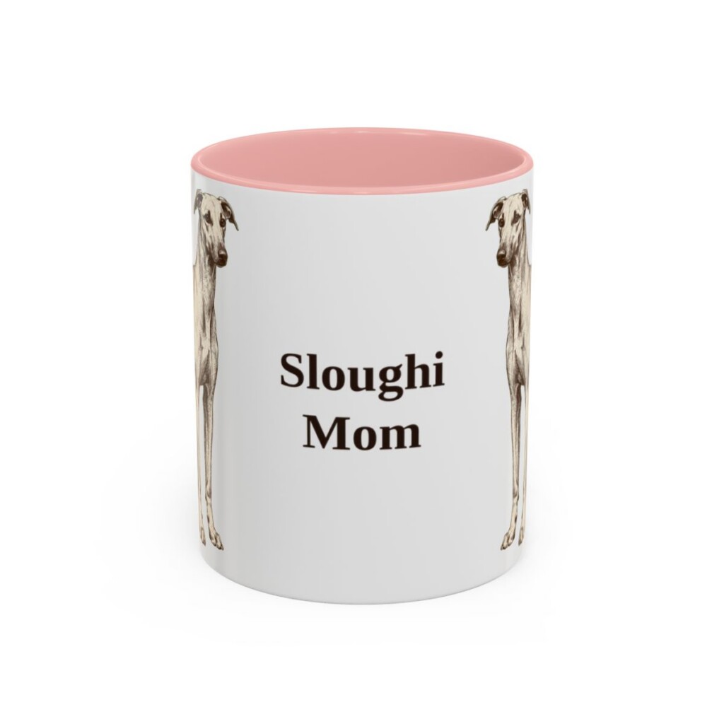 11oz Sloughi Dog Mom Mug, Pink, front view