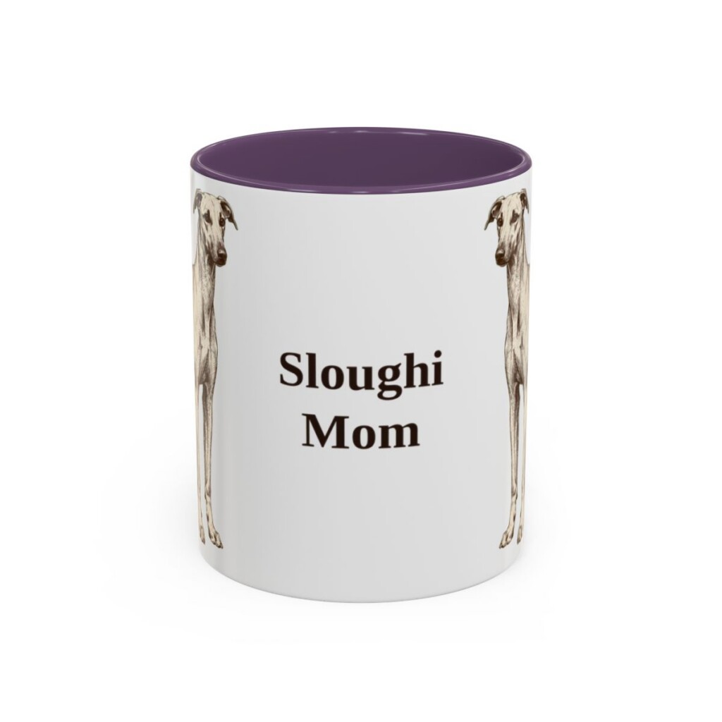 11oz Sloughi Dog Mom Mug, Purple, front view