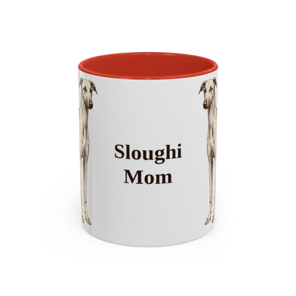 11oz Sloughi Dog Mom Mug, Red, front view