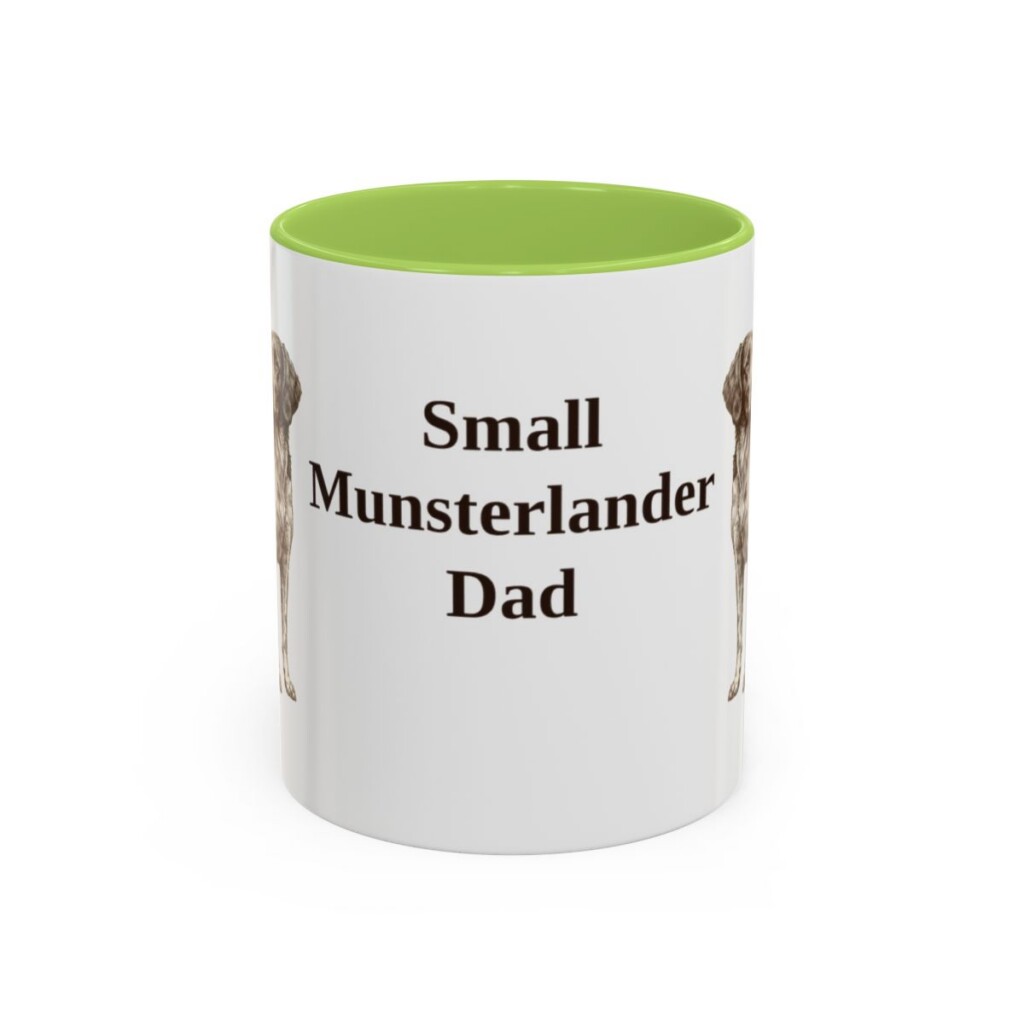 11oz Small Munsterlander Dog Dad Mug, Light Green, front view