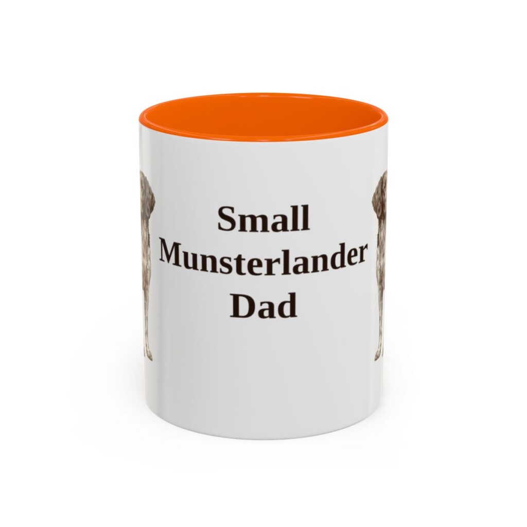 11oz Small Munsterlander Dog Dad Mug, Orange, front view