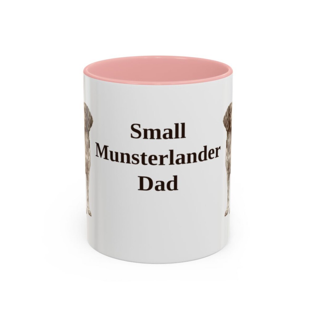 11oz Small Munsterlander Dog Dad Mug, Pink, front view