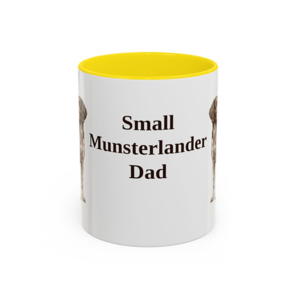 11oz Small Munsterlander Dog Dad Mug, Yellow, front view