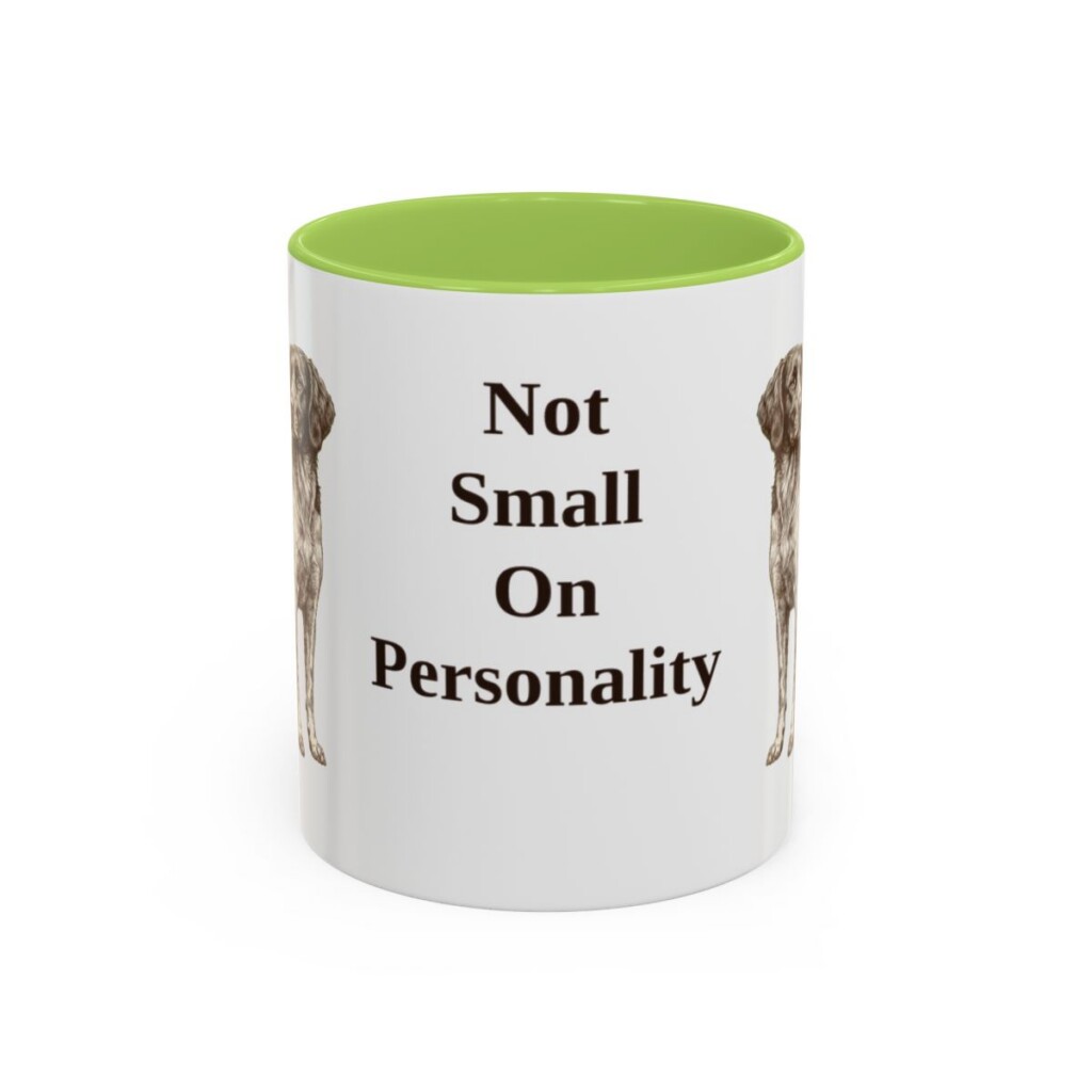 11oz Funny Small Munsterlander Mug, Light Green, front view