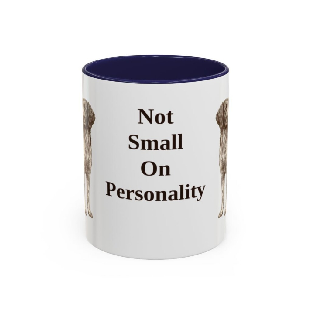11oz Funny Small Munsterlander Mug, Navy, front view
