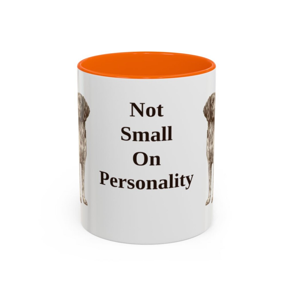 11oz Funny Small Munsterlander Mug, Orange, front view