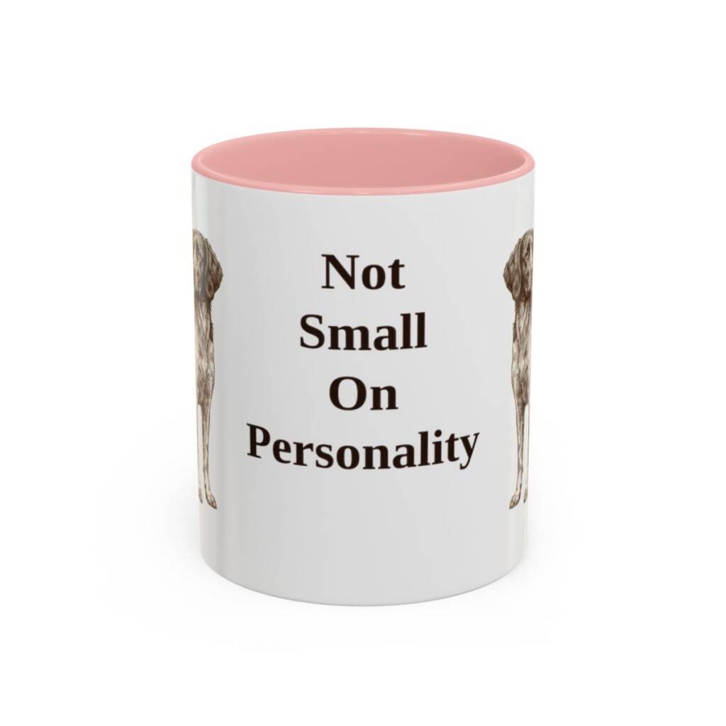 11oz Funny Small Munsterlander Mug, Pink, front view