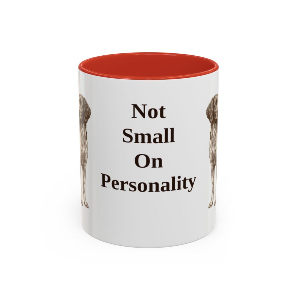 11oz Funny Small Munsterlander Mug, Red, front view