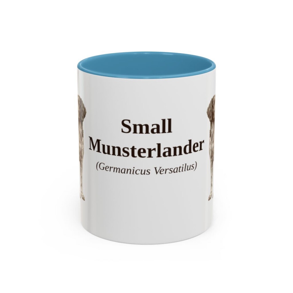 11oz Small Munsterlander Latin Mug, Light Blue, front view