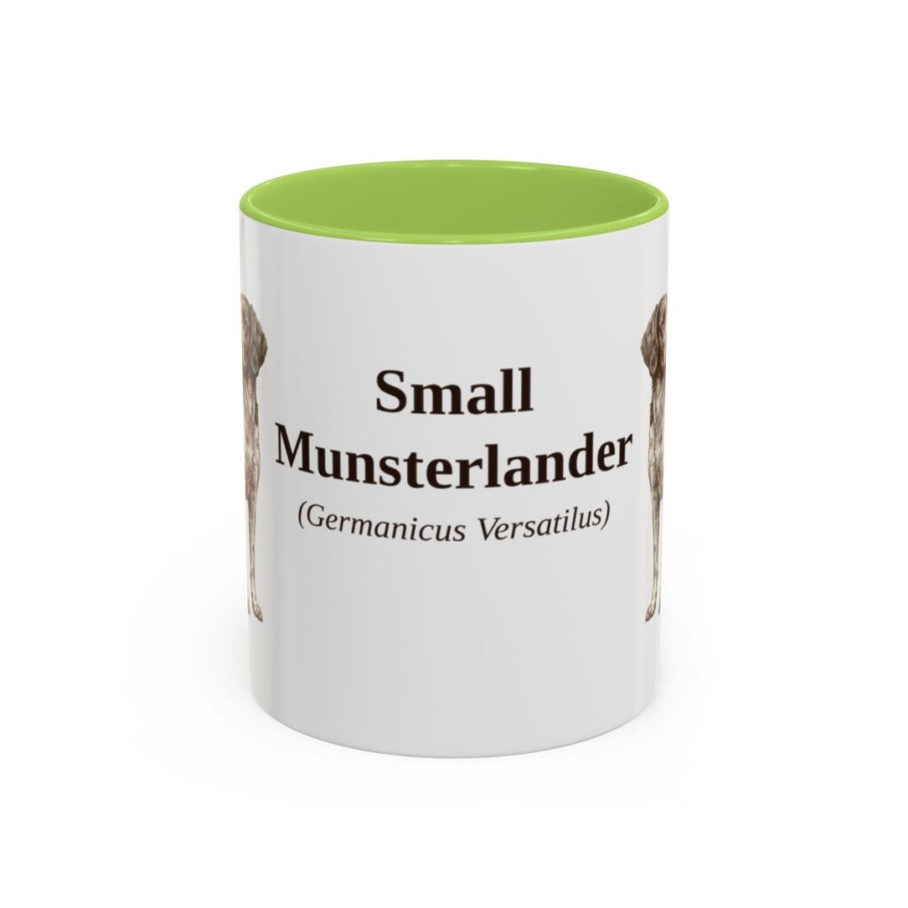 11oz Small Munsterlander Latin Mug, Light Green, front view