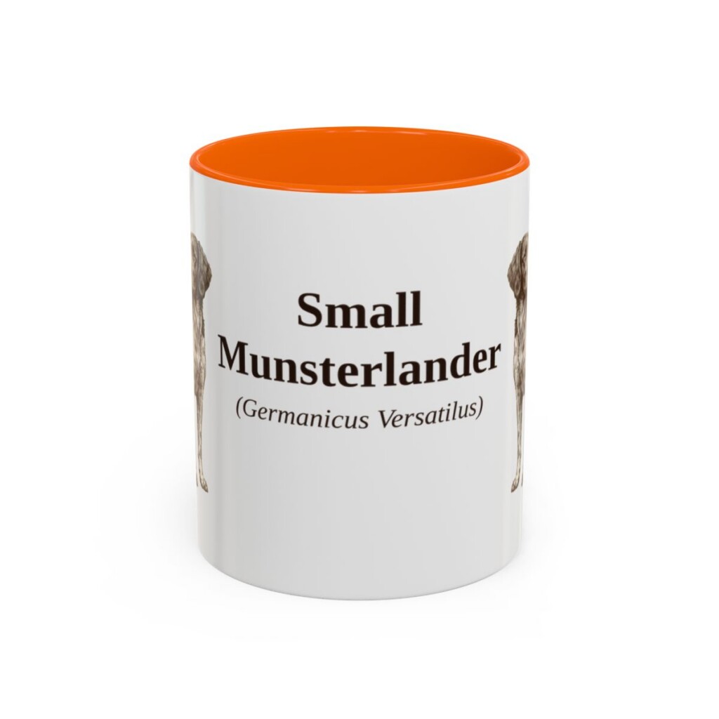 11oz Small Munsterlander Latin Mug, Orange, front view