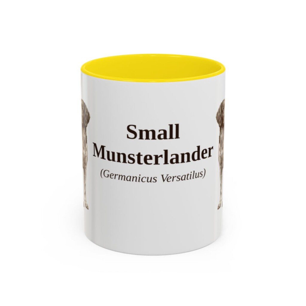 11oz Small Munsterlander Latin Mug, Yellow, front view