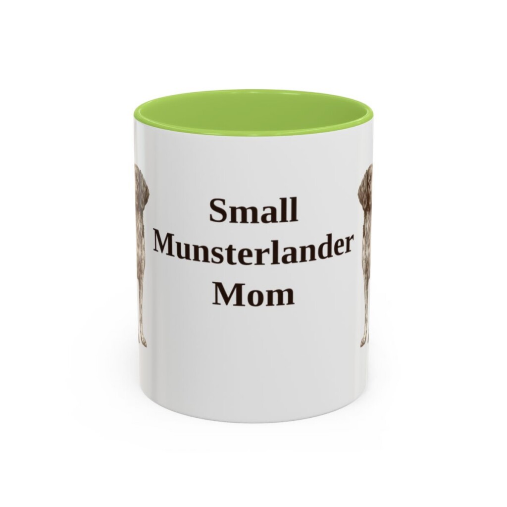 11oz Small Munsterlander Dog Mom Mug, Light Green, front view