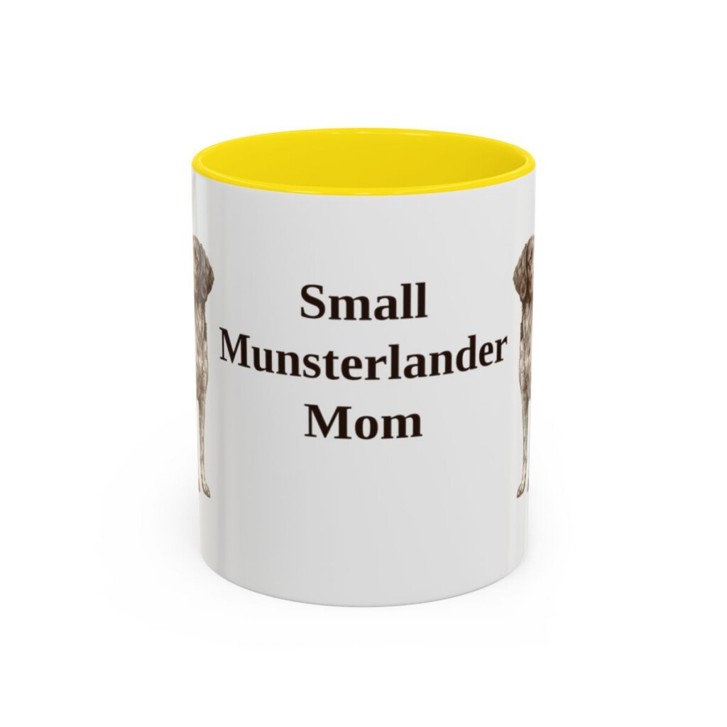 11oz Small Munsterlander Dog Mom Mug, Yellow, front view