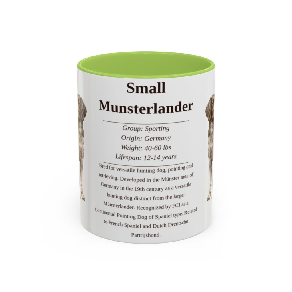 11oz Small Munsterlander Mug, Light Green, front view