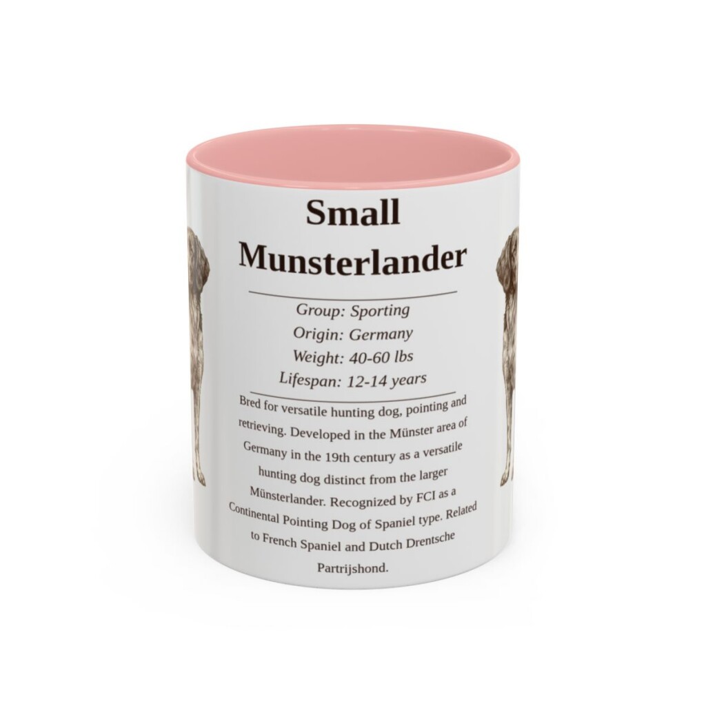 11oz Small Munsterlander Mug, Pink, front view