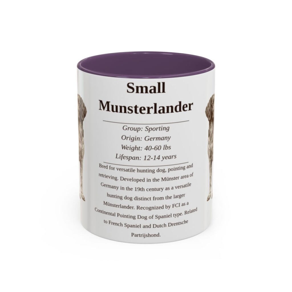11oz Small Munsterlander Mug, Purple, front view