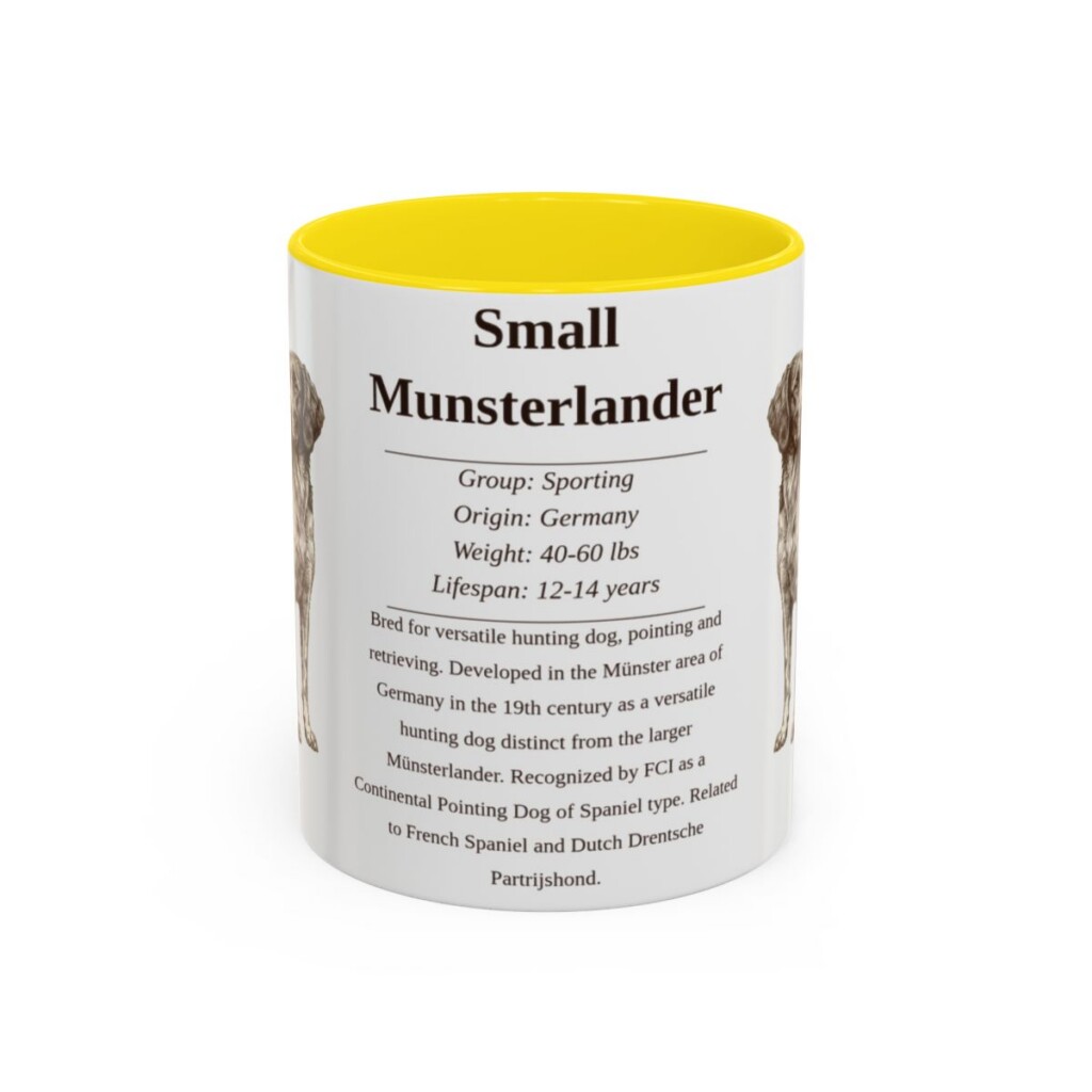 11oz Small Munsterlander Mug, Yellow, front view