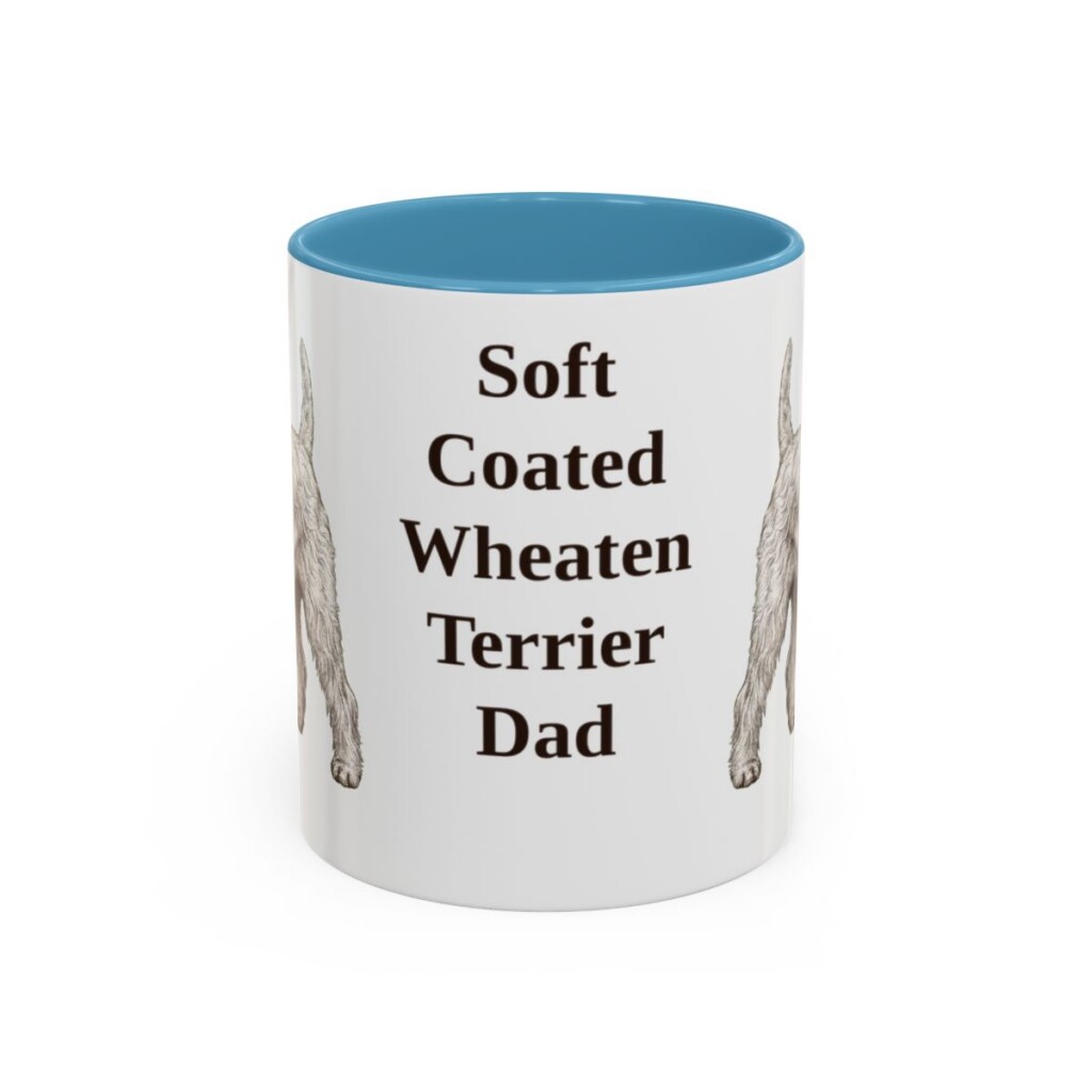 11oz-soft-coated-wheaten-terrier-mug-dad-light-blue 11oz Soft Coated Wheaten Terrier Dog Dad Mug, Light Blue, front view
