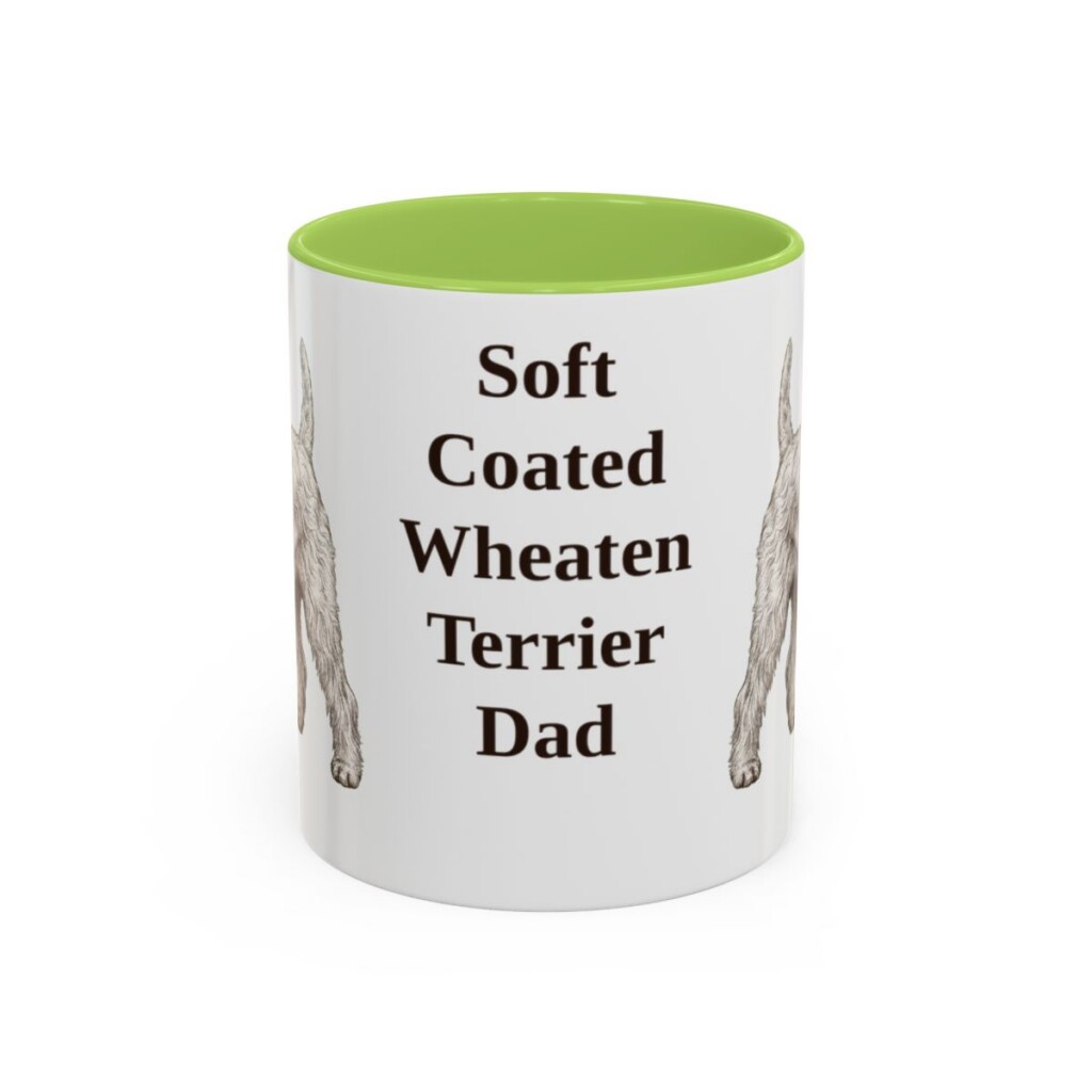 11oz-soft-coated-wheaten-terrier-mug-dad-light-green 11oz Soft Coated Wheaten Terrier Dog Dad Mug, Light Green, front view
