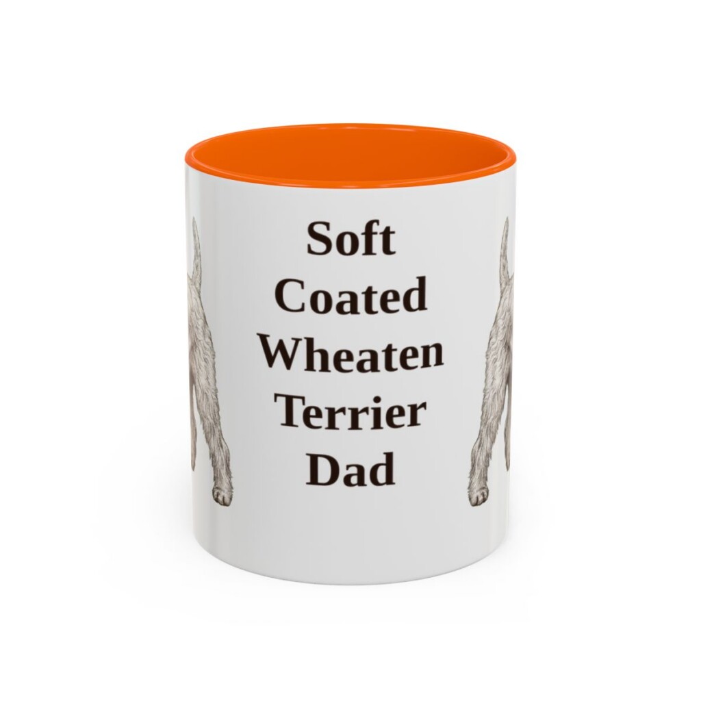 11oz-soft-coated-wheaten-terrier-mug-dad-orange 11oz Soft Coated Wheaten Terrier Dog Dad Mug, Orange, front view