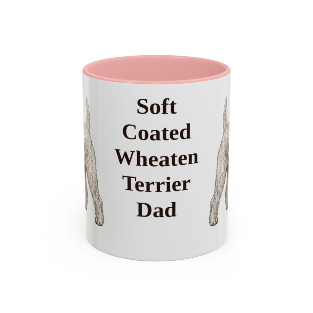 11oz-soft-coated-wheaten-terrier-mug-dad-pink 11oz Soft Coated Wheaten Terrier Dog Dad Mug, Pink, front view