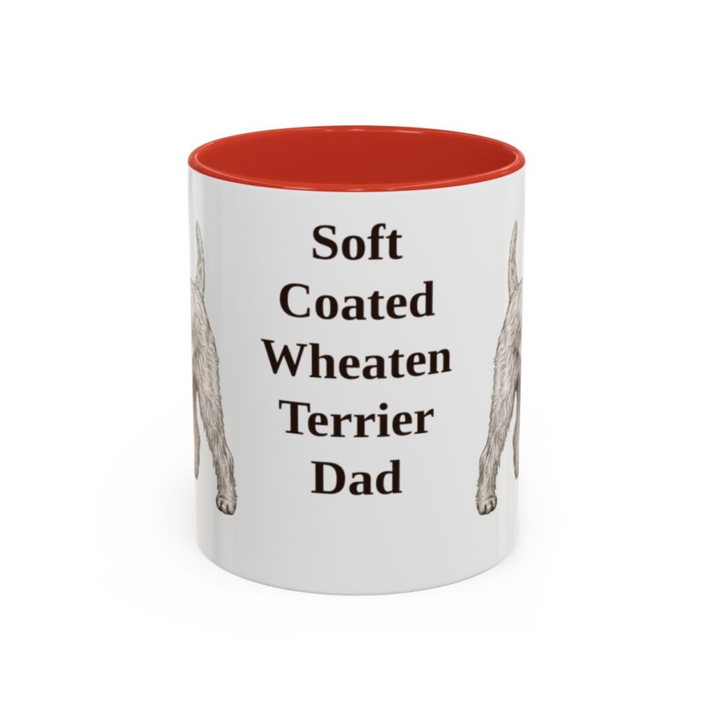11oz-soft-coated-wheaten-terrier-mug-dad-red 11oz Soft Coated Wheaten Terrier Dog Dad Mug, Red, front view