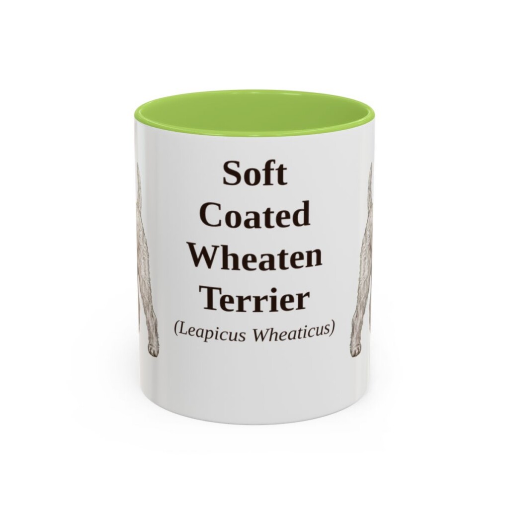 11oz Soft Coated Wheaten Terrier Latin Mug, Light Green, front view