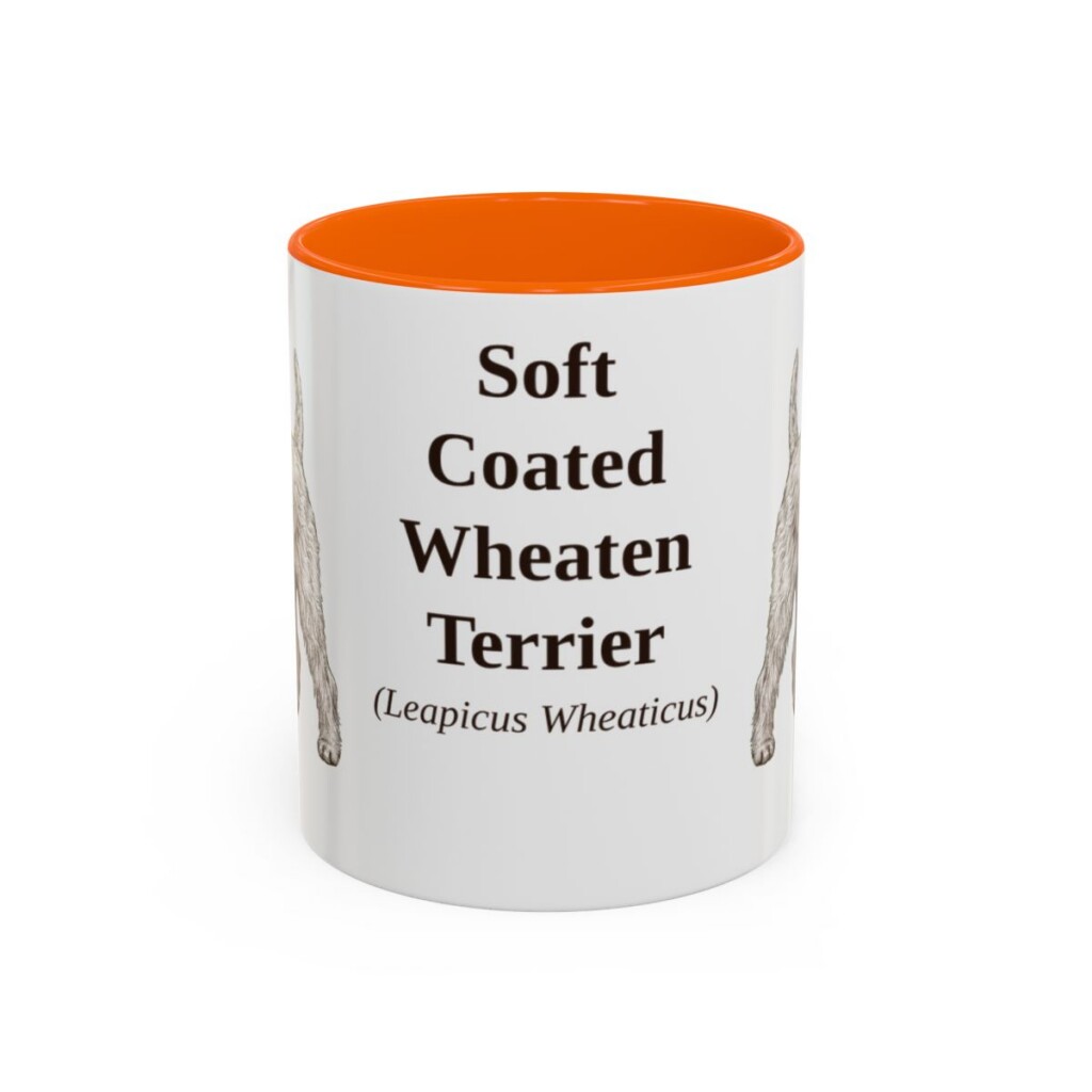11oz Soft Coated Wheaten Terrier Latin Mug, Orange, front view