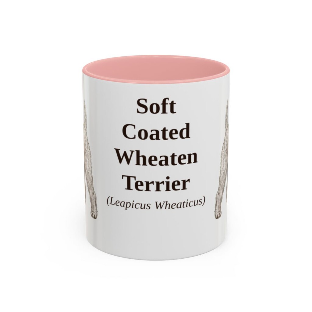 11oz Soft Coated Wheaten Terrier Latin Mug, Pink, front view