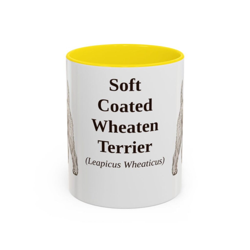 11oz Soft Coated Wheaten Terrier Latin Mug, Yellow, front view